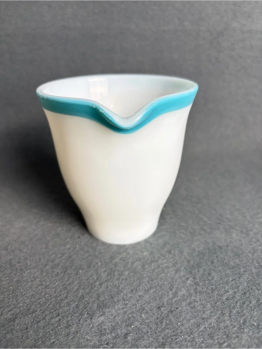 MCM Vintage 1950s Pyrex Turquoise Blue Rim Sugar Bowl W/ Lid and Creamer Set